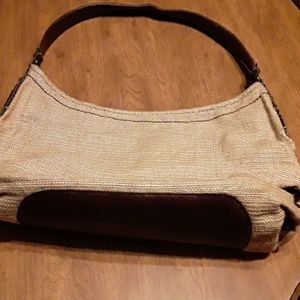 Fossil Tweed/Leather Hobo Bag